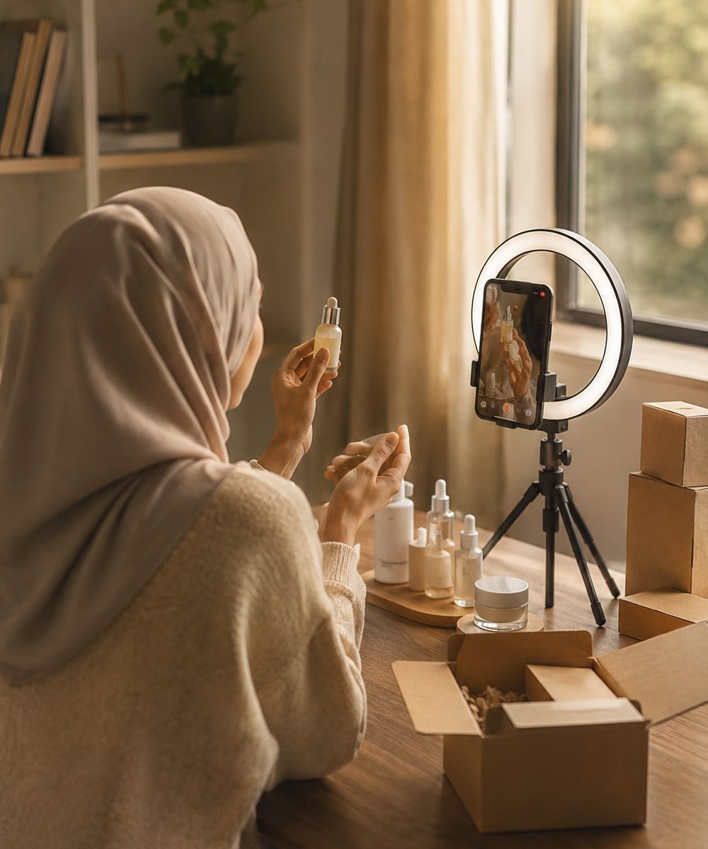 Seller Malaysia merakam video produk untuk TikTok